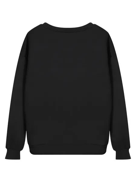 Jersey básico informal para mujer, primavera otoño, manga larga, estampado de fútbol americano, cuello redondo