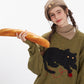 Katzenpullover Damen Herbst und Winter Lazy Leisure Pullover Strick