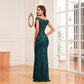 Green Sequined Sexy High Waist Fishtail Long Evening Dress