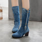 Botas altas de mujer de tacón alto y mezclilla media