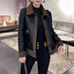 Chaqueta de cuero corta a juego de dos caras y de moda