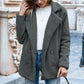 Chaqueta de invierno con botones y solapa suelta y esponjosa, tipo cárdigan, para mujer