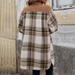 Neu Gebürstet Plaid Langen Mantel Mit Taschen Mode Winter