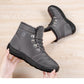 Botas de senderismo cálidas para mujer, botas de nieve con cordones, impermeables