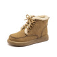Botas de nieve de felpa con cordones, zapatos planos de forro polar cálidos de invierno para mujer, botines casuales de moda