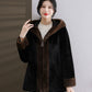 Mom Winter Mink Fur Hooded Coat