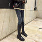 Martin Boots Damen Herbst und Winter Britischer Stil Riemchenritterstiefel mit Blockabsatz