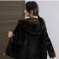 Mom Winter Mink Fur Hooded Coat