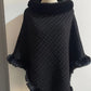 Rex Rabbit Fur Collar Shawl Cape Luxury Fur Cape Wraps Shawl Autumn Winter Fashion Graceful Cloak Outerwear Women Party Wedding Dress