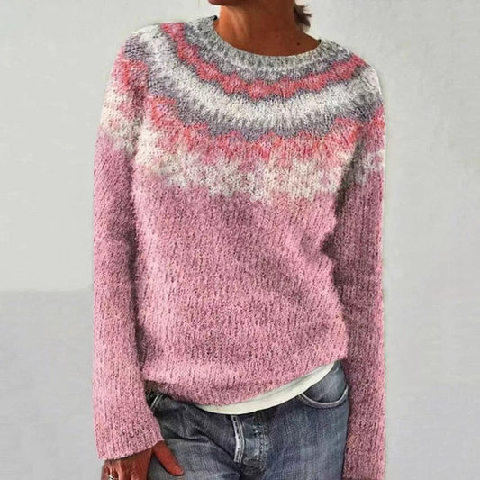 Farblich passende lockere modische Strickmode für Damen