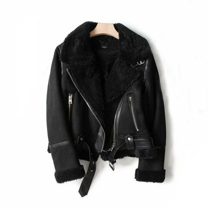 WInter Revers Jacke Wildleder Lammwolle Warm
