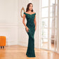 Green Sequined Sexy High Waist Fishtail Long Evening Dress