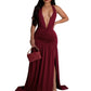 Europäisches und amerikanisches elegantes Neckholder-Kleid mit V-Ausschnitt, sexy, plissiertes, rückenfreies Kleid