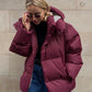 Abrigo de moda con capucha extraíble, chaqueta de algodón, cálido para invierno