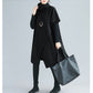 Thick Solid Color Casual Slimming High Collar Short Sleeve Easy To Match Irregular Dress