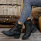 Botines estilo británico informales con plataforma, punta puntiaguda, cordones y cuña para otoño e invierno para mujer