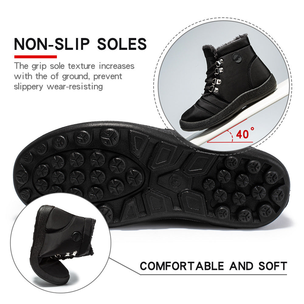 Botas de senderismo cálidas para mujer, botas de nieve con cordones, impermeables