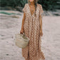 Summer Women's Printed V-neck Large Swing Loose Waist Dress