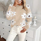 Elegante Blumen Strickpullover Mode Lässig