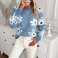 Elegante Blumen Strickpullover Mode Lässig
