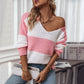 Suéter informal de rayas de colores contrastantes para mujer