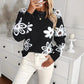 Elegante Blumen Strickpullover Mode Lässig