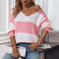 Suéter informal de rayas de colores contrastantes para mujer