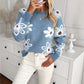Elegante Blumen Strickpullover Mode Lässig