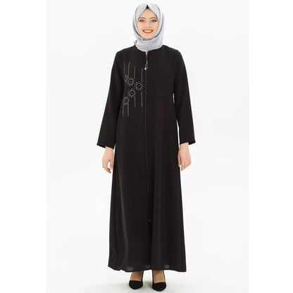 Middle East Damen Middle East Strickjacke mit Hot Fix-Strass-Reißverschluss, schmale Robe