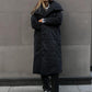 Abrigo largo de solapa grande de moda, chaqueta cálida de algodón de invierno con bolsillos y diseño con cordones, informal