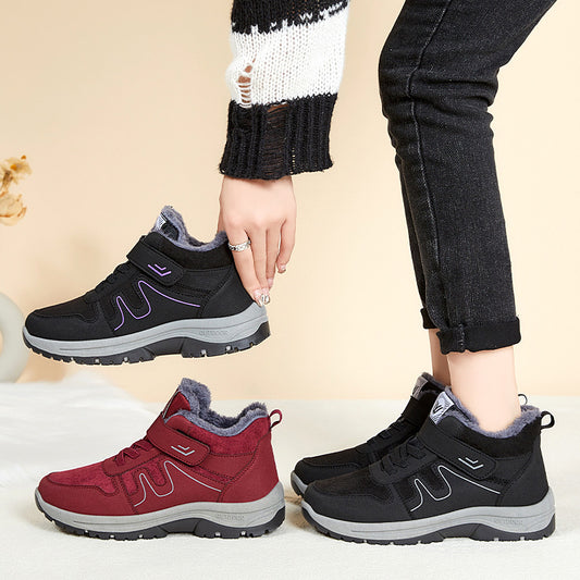 Schneestiefel Damen Klettverschluss Baumwollschuhe Winter