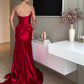 Tube Top Slit Red Extra Long Evening Dress