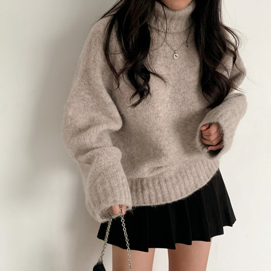 Retro Rollkragenpullover Warmer Pullover Bottoming Sweater Lockere Oberbekleidung