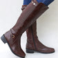 Übergröße Damenstiefel mit langem Schaft und klobigem Absatz