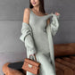 2pcs Knitted Suit Fashion Slim Sleeveless Long Dress