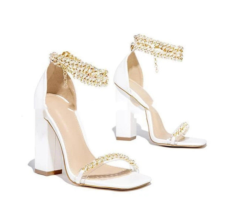 Sandalias de mujer, zapatos casuales de verano con cadenas sexys para mujer