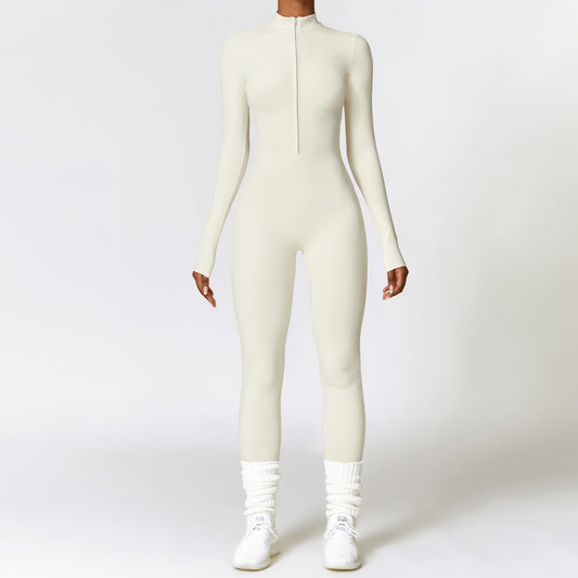 Warm Zipper Long-sleeved Jumpsuit Yoga Fitness Sports