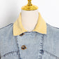 Chaqueta vaquera holgada con solapa y diseño de un solo pecho, estilo retro, elegante y a la moda
