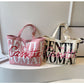 Damenhandtasche aus Canvas mit Buchstabendruck, modisch, große Kapazität, süße Umhängetasche