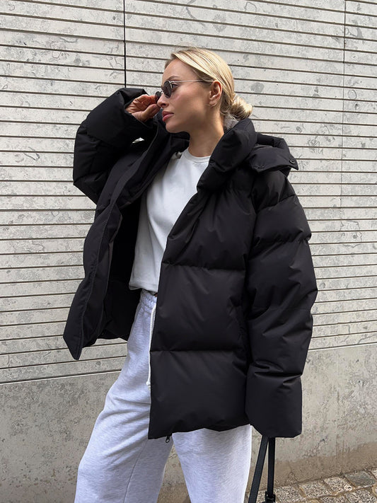 Abrigo de moda con capucha extraíble, chaqueta de algodón, cálido para invierno