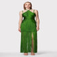 Green Halter Spaghetti Straps Tassel Dinner Ball Dress