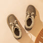 Botas de nieve de felpa con cordones, zapatos planos de forro polar cálidos de invierno para mujer, botines casuales de moda