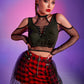Women's Mesh Panel Off Shoulder Tie Long Sleeve Top