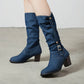 Botas altas de mujer de tacón alto y mezclilla media
