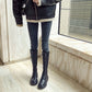 Martin Boots Damen Herbst und Winter Britischer Stil Riemchenritterstiefel mit Blockabsatz