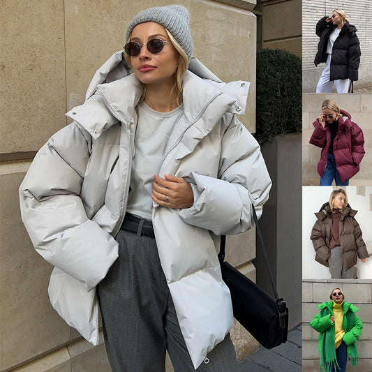 Abrigo de moda con capucha extraíble, chaqueta de algodón, cálido para invierno