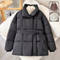Winter Plaid Nähen Revers Mantel Mit Lace-up Design Mode Lose Solide