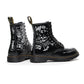 Personalized Hard Leather Skull Boots Men And Women Graffiti Leather Boots Round Head Motorcycle Shoes