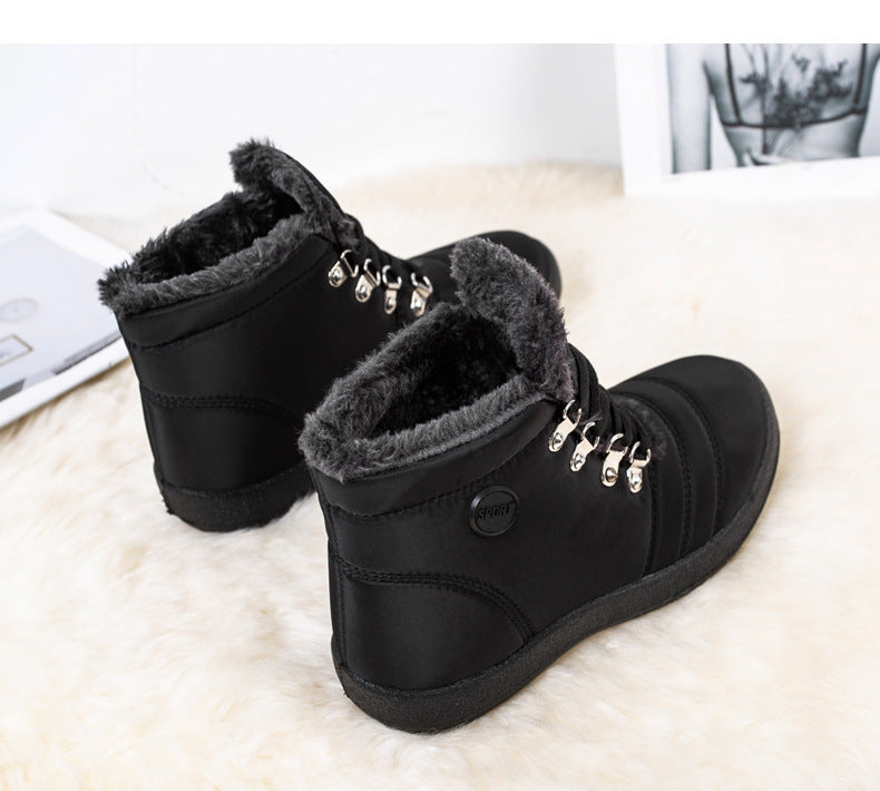 Botas de senderismo cálidas para mujer, botas de nieve con cordones, impermeables