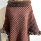 Rex Rabbit Fur Collar Shawl Cape Luxury Fur Cape Wraps Shawl Autumn Winter Fashion Graceful Cloak Outerwear Women Party Wedding Dress